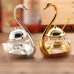 G-Well Swan Seasoning Spice Glass Jar with Serving Spoon for Sugar,Salt, Pepper (Golden) 